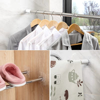 Heavy Duty Punch-Free Telescopic Rod Holder for Wardrobe, Curtain, Shower Rods, Shelf Support, Adhesive Hooks
