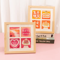 Oil Painting Style Four-Grid DIY Finished Painting, Happy Birthday, Newlywed Warm Gift, Oil Painting Photo Frame, Tabletop Small Greeting Card