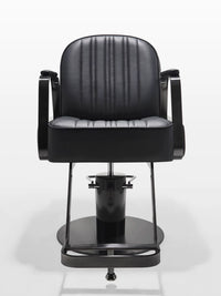Modern Hydraulic Reclining Barber Chair for Hair Salon, Stainless Steel Base, Adjustable Swivel Styling Chair