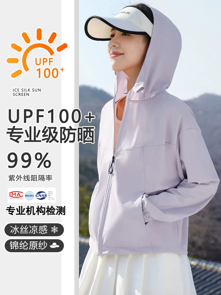 Women's Ice Silk Sun Protection Jacket UPF100+ UV Protection Lightweight Breathable Outdoor Coat