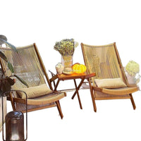 Outdoor Patio Rattan Lounge Chair with Ottoman or Side Table, Foldable Recliner for Sunbathing and Relaxation