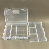 Clear Double-Layer 8-Compartment Plastic Storage Box with Detachable Dividers