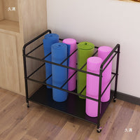 Yoga Mat and Ball Storage Rack with Wheels for Home Gym