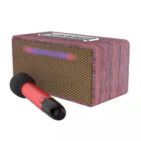 S308 Home KTV Cinema Audio Retro Wooden Bluetooth Speaker Outdoor Live Wireless U-Band Microphone