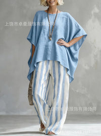 Women's Batwing Sleeve T-Shirt and Cape Top Set