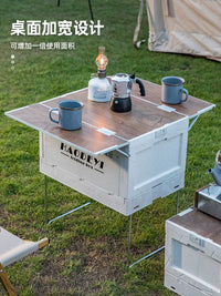 Multifunctional Camping Storage Box with Foldable Table and Wheels