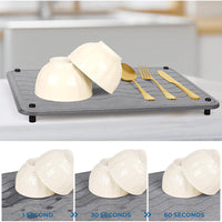 Diatomaceous Earth Kitchen Drying Mat for Countertops - Fast Absorbent Hard Board Drainer for Dishes and Utensils