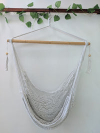 INS Style Nordic Cotton Rope Hammock Chair with Tassels for Indoor Outdoor Balcony