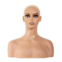 PVC Mannequin Head with Shoulders for Wig Display and Photography
