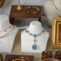 Premium Plaster Jewelry Display Stand for Necklaces and Pendants, Countertop Mannequin Bust for Photography