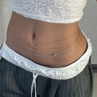 Sexy Rhinestone Multi-Layer Metal Waist Chain for Jeans Dresses