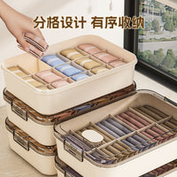 Underwear Storage Box with Dividers and Lid for Bras, Socks, and Lingerie