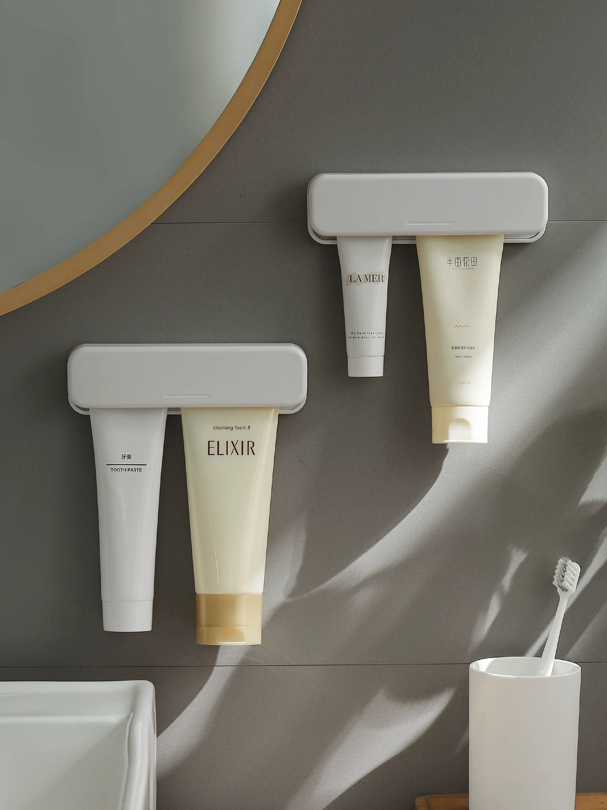 Wall-Mounted Toothpaste Squeezer and Organizer Clip for Bathroom