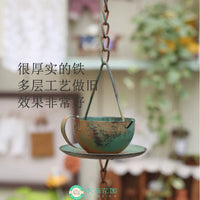 Vintage Cast Iron Wind Chime Garden Decor - Teacup & Teapot Design for Outdoor Patio