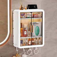 Wall-Mounted Foldable Bathroom Storage Cabinet with Magnetic Dustproof Door for Cosmetics