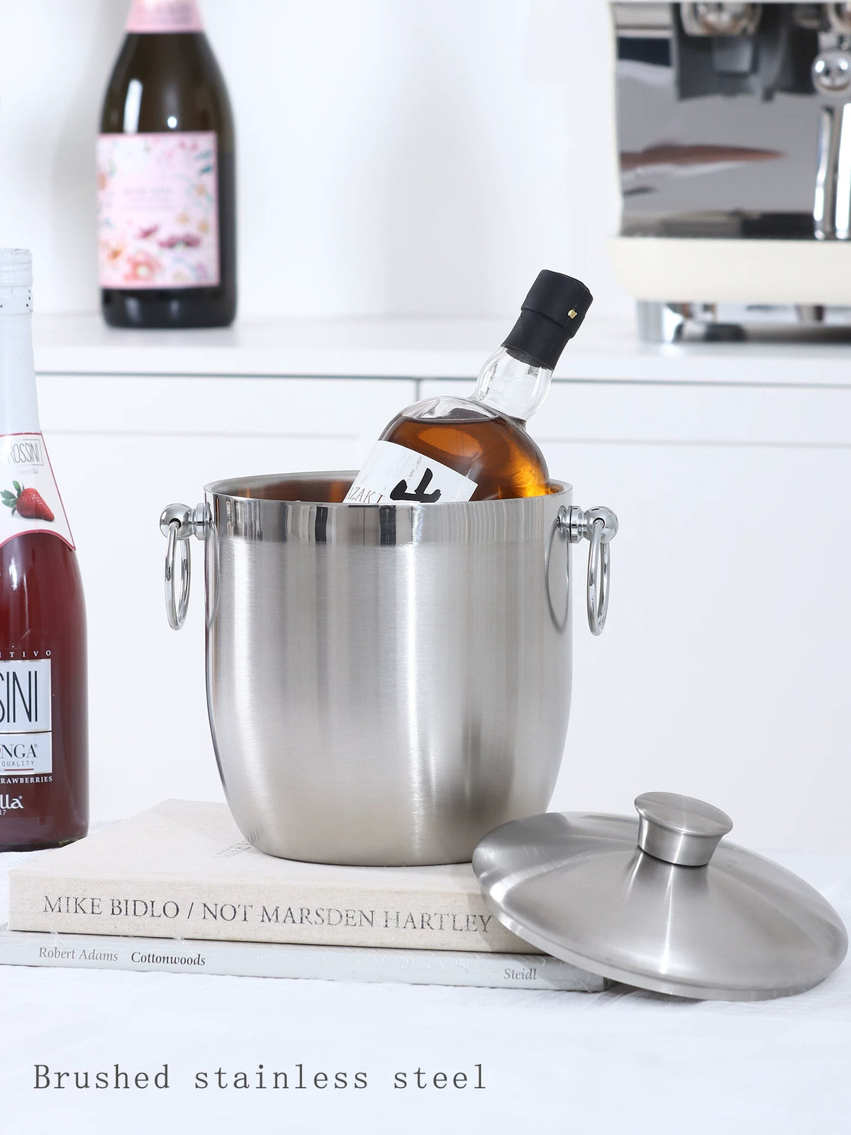 European Style 304 Stainless Steel Double-Layer Ice Bucket for Wine, Beer, and Spirits