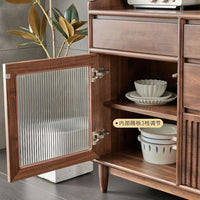 Nordic Black Walnut Sideboard Cabinet Modern Minimalist Storage Unit for Living Room