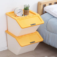 Stackable Slanted Opening Storage Bin with Lid for Toys, Snacks, Clothes, and Sundries