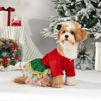 Christmas Pet Dress Shiny Velvet Princess Skirt for Small Dogs