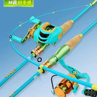Lure Macaron Carbon Fiber Telescopic Fishing Rod with Baitcasting Reel Set