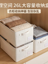 Foldable Cotton Linen Storage Box Washable Closet Organizer for Clothes and Home Storage