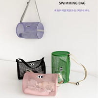 Mesh Cylindrical Crossbody Swim Bag - Large Capacity Travel & Toiletry Organizer