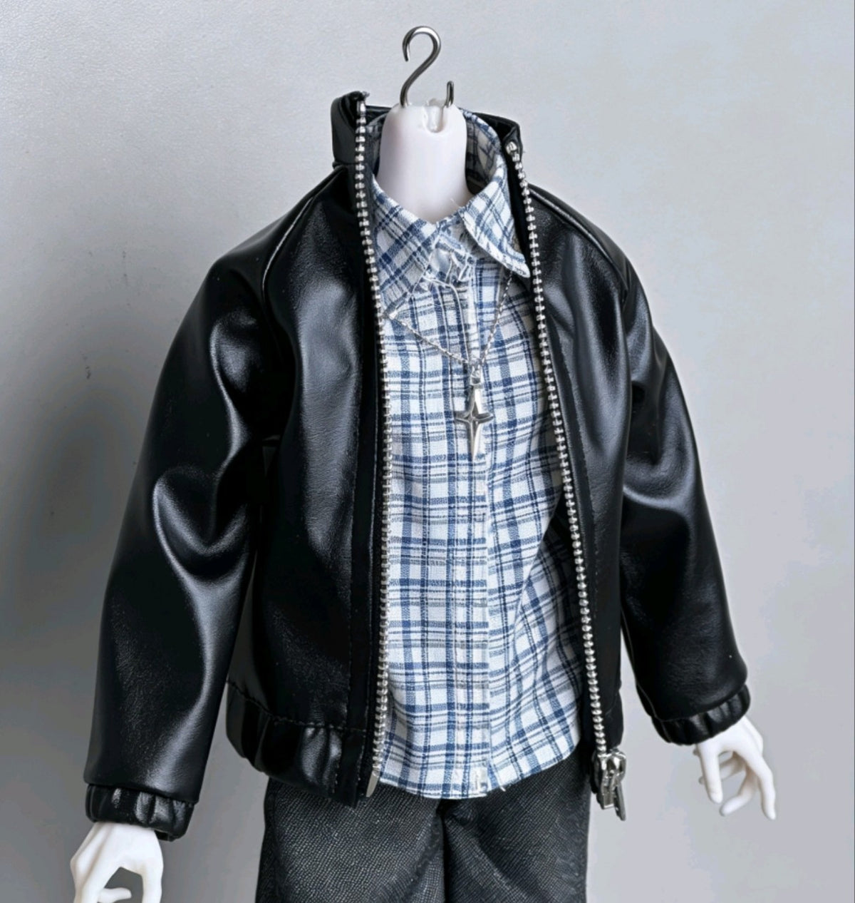 BJD Doll Retro American Style PU Leather Jacket for 1/4 and 1/6 Scale Dolls