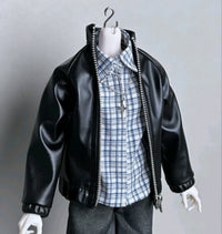 BJD Doll Retro American Style PU Leather Jacket for 1/4 and 1/6 Scale Dolls