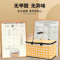 30L Collapsible Insulated Picnic Basket with Aluminum Frame, Portable Cooler Bag for Outdoor Camping and Travel