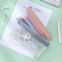 Translucent Frosted Pencil Pouch, Large Capacity Stationery Bag for Students