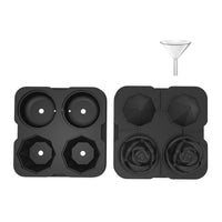 4-Cavity Rose Diamond Ice Cube Tray Silicone Mold for Cocktails and Drinks