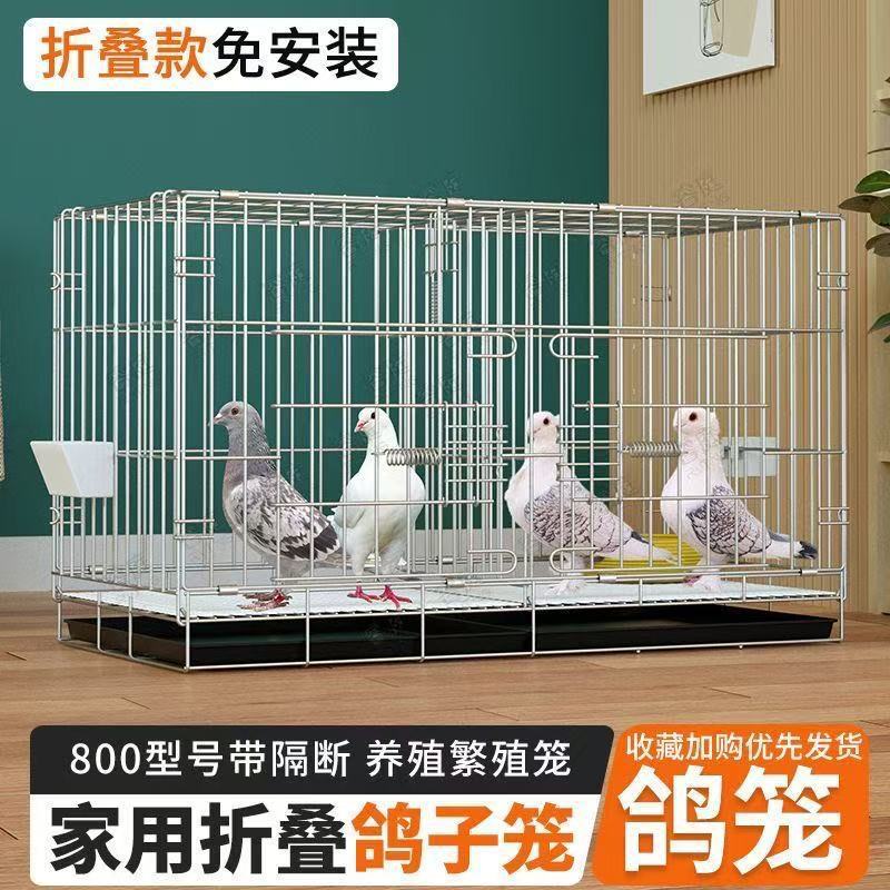 Thickened Pigeon Breeding Cage with Removable Tray and Feeders
