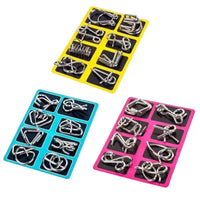 24-Piece Interlocking Brain Teaser Puzzle Set, Kongming Lock and Horseshoe Puzzles