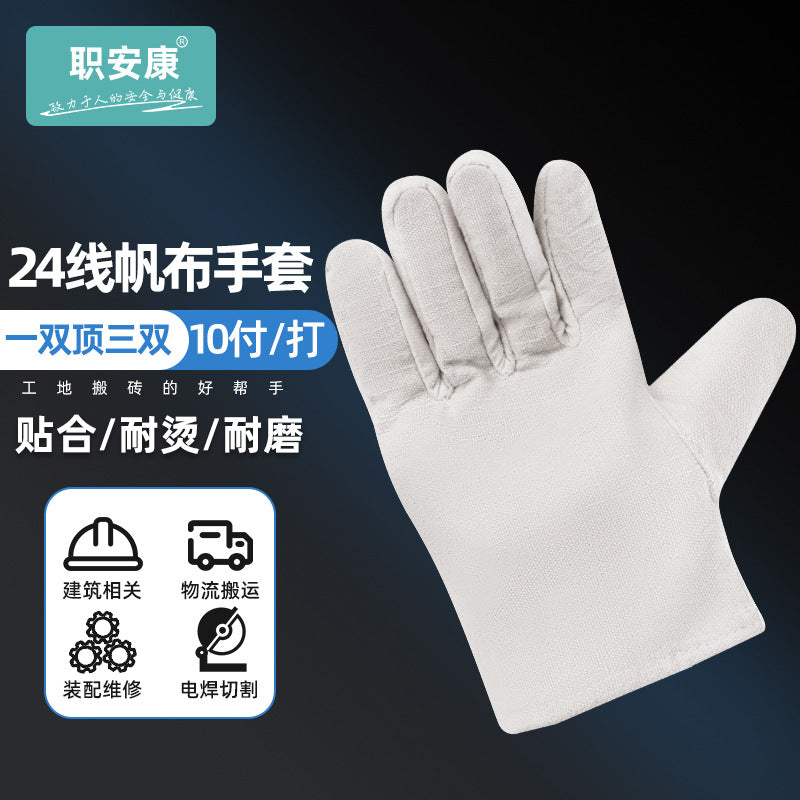 Canvas Work Gloves for Welding and General Protection, Thickened Wear-Resistant Safety Gloves