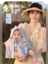 UPF50+ Baby Sun Protection Cape Thin Ice Silk Cooling Shawl for Kids Outdoor