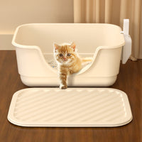 Low Entry Kitten Litter Box with Scoop - Semi-Enclosed Cat Toilet for Small Cats