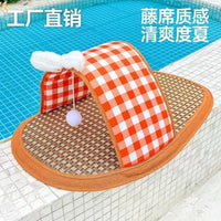 Pet Cooling Mat Rattan Weave Slipper Bed for Cats and Dogs