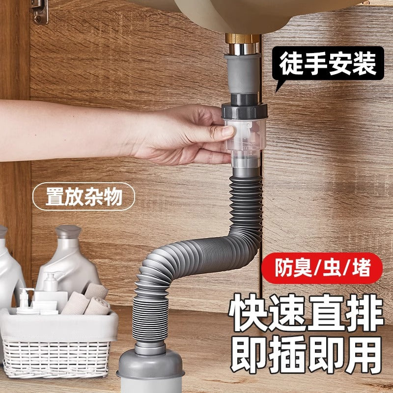 Bathroom Sink Drain Pipe Kit with Anti-Odor Trap and Pop-Up Drainer