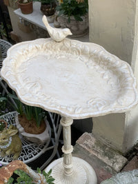 Vintage Cast Iron Rose Bird Bath Feeder Tray Garden Decor