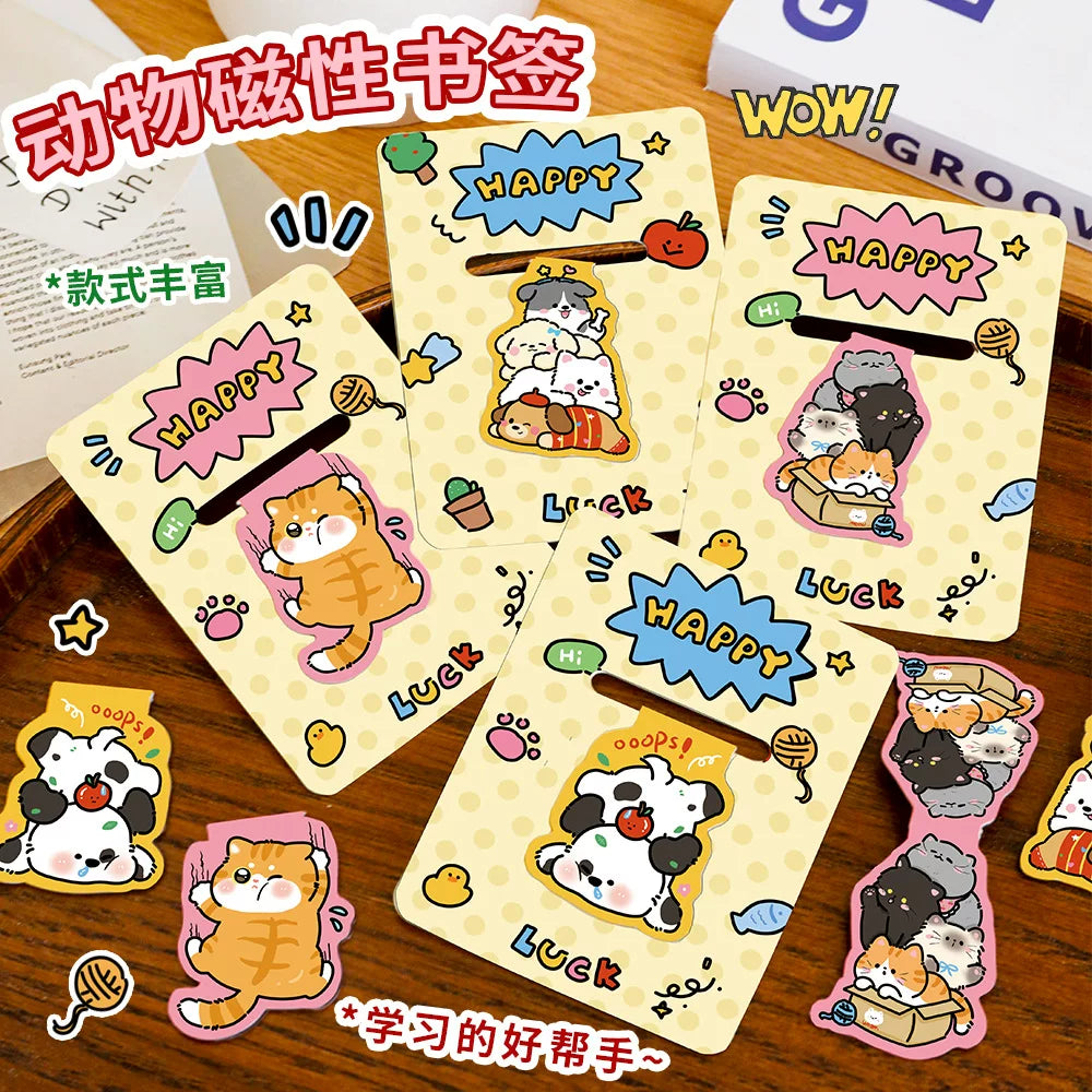 Cute Cartoon Animal Magnetic Bookmarks for Students, Fun Stackable Reading Clips
