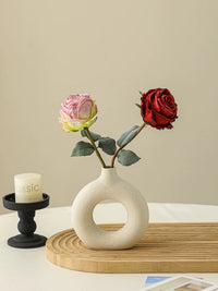 Ceramic Vase with Artificial Peony Bouquet for Table Decor