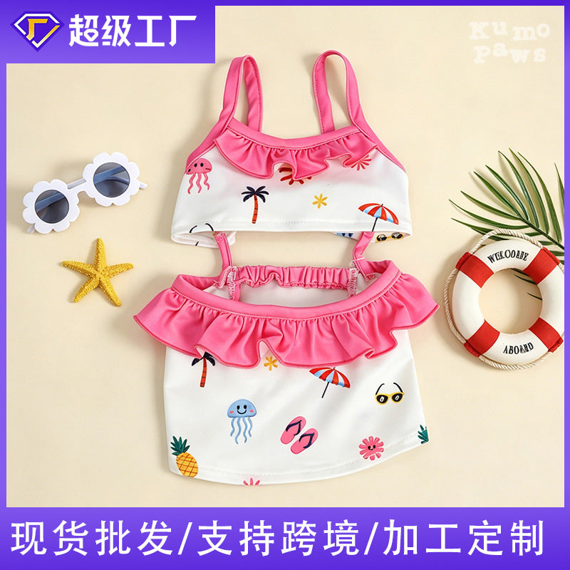 Pet Dog Cooling Cartoon Print Split Swimsuit for Summer