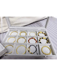 Velvet Jewelry Storage Box for Rings Necklaces Pendants Bracelets Watches Earrings, Large Capacity Dustproof Display Case