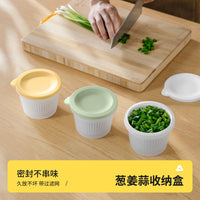 Refrigerator Food Storage Containers with Drainer for Scallions Ginger Garlic Fruits, Airtight and Stackable