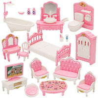 22-Piece 1:12 Scale Dollhouse Miniature Furniture Set for Bedroom, Living Room, Bathroom