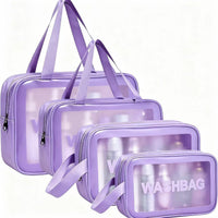 Korean Style Frosted PU Transparent Waterproof Cosmetic Bag with Handle