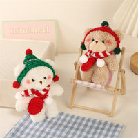 Christmas Scarf Bear Plush Keychain for Bags and Keys, Cute Stuffed Animal Doll Gift for Girls