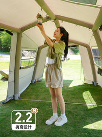 Inflatable Tunnel Tent for Outdoor Camping - 2 Rooms, 1 Living Area, Thickened, Rainproof