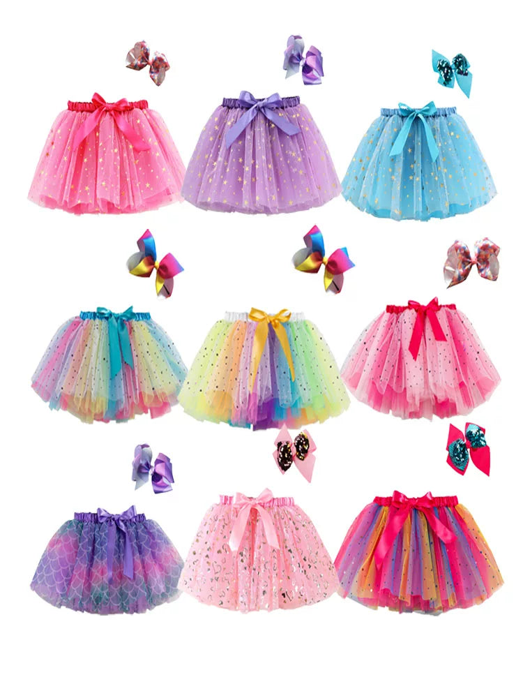 Girls' Tulle Tutu Skirt Pleated Dance Princess Half Skirt