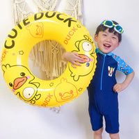 Inflatable Duck/Dinosaur/Floral Swim Ring for Kids & Adults with Handles, Thickened PVC Pool Float
